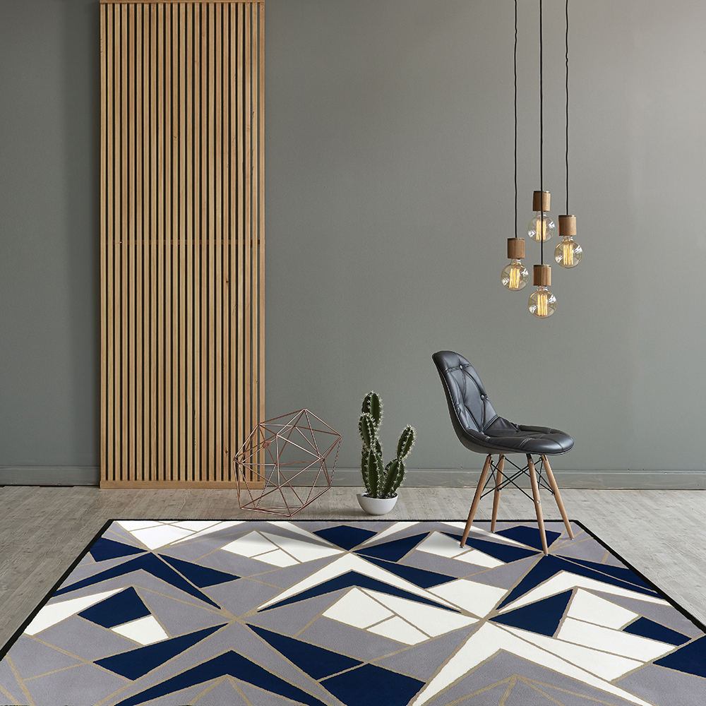Hand tufted wool carpet Murano with geometric pattern
